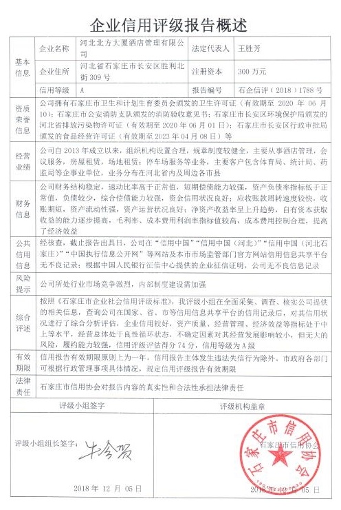 河北北方大厦酒店管理有限公司
