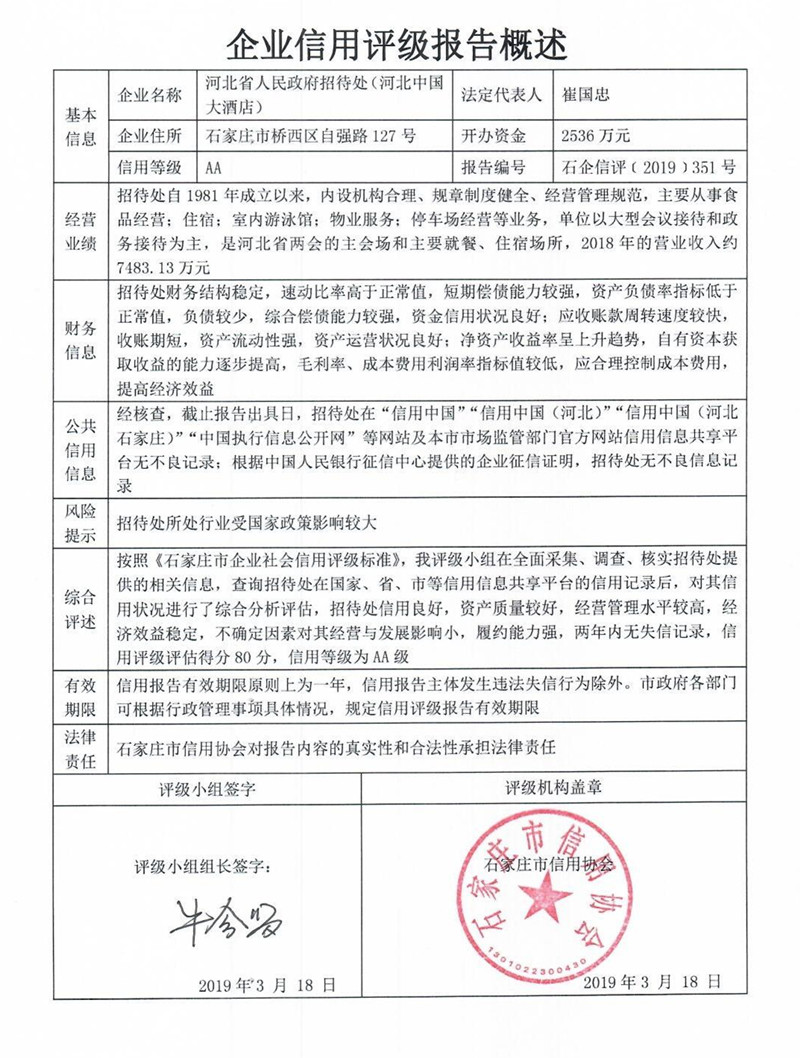 河北省人民政府招待处（河北中国大酒店）