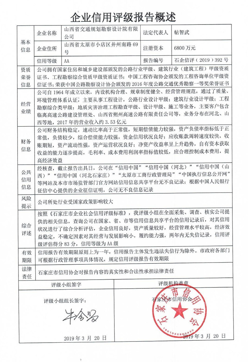 山西省交通规划勘察设计院有限公司