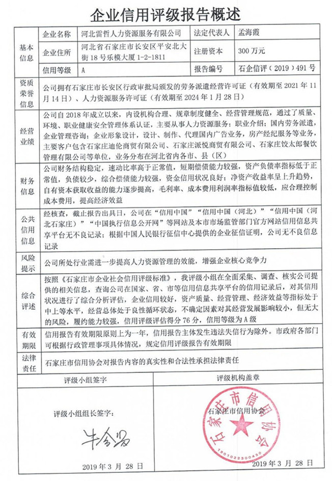 河北雷哲人力资源服务有限公司