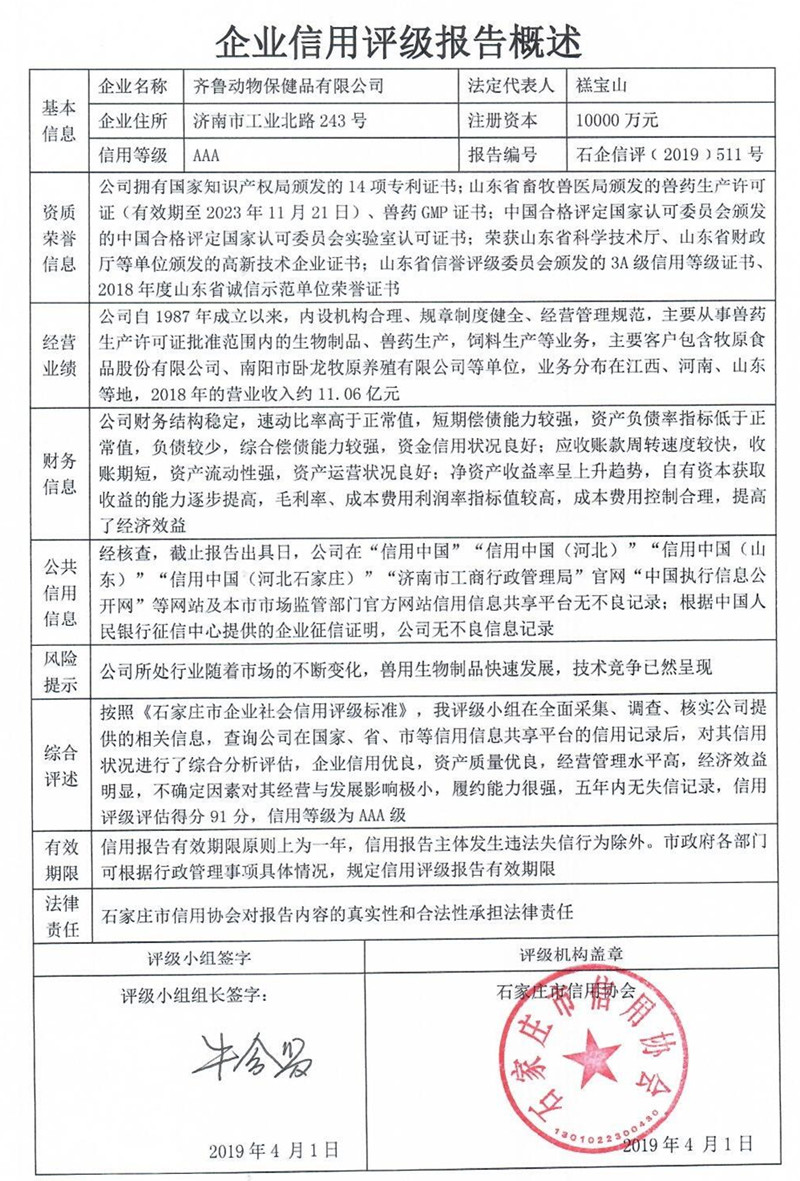 齐鲁动物保健品有限公司