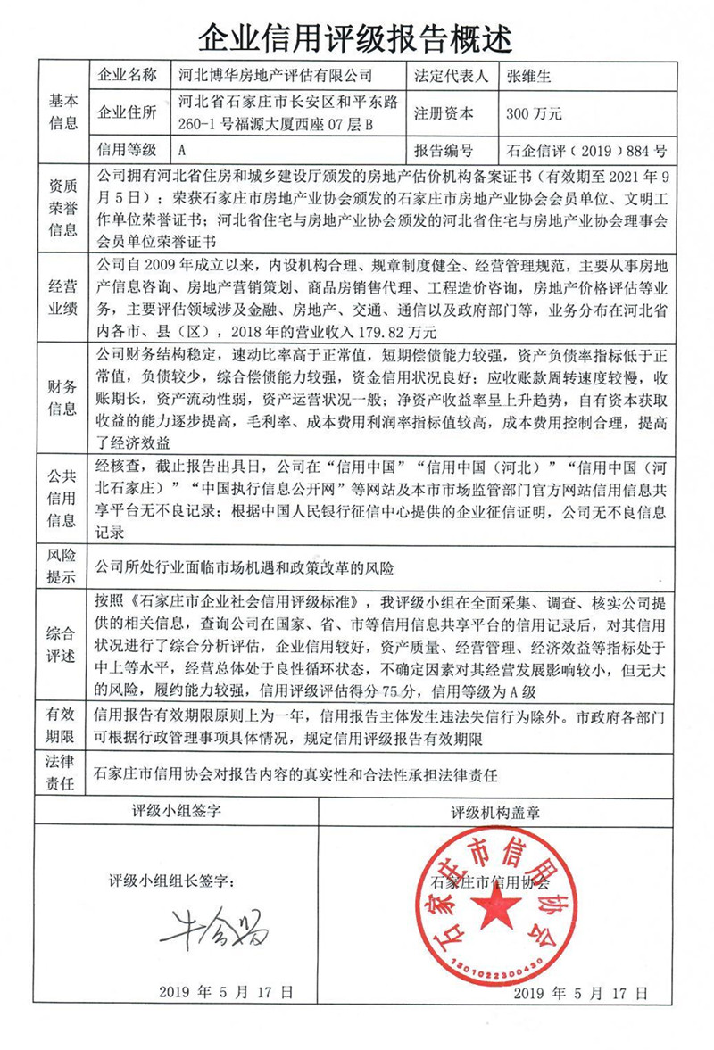 河北博华房地产评估有限公司