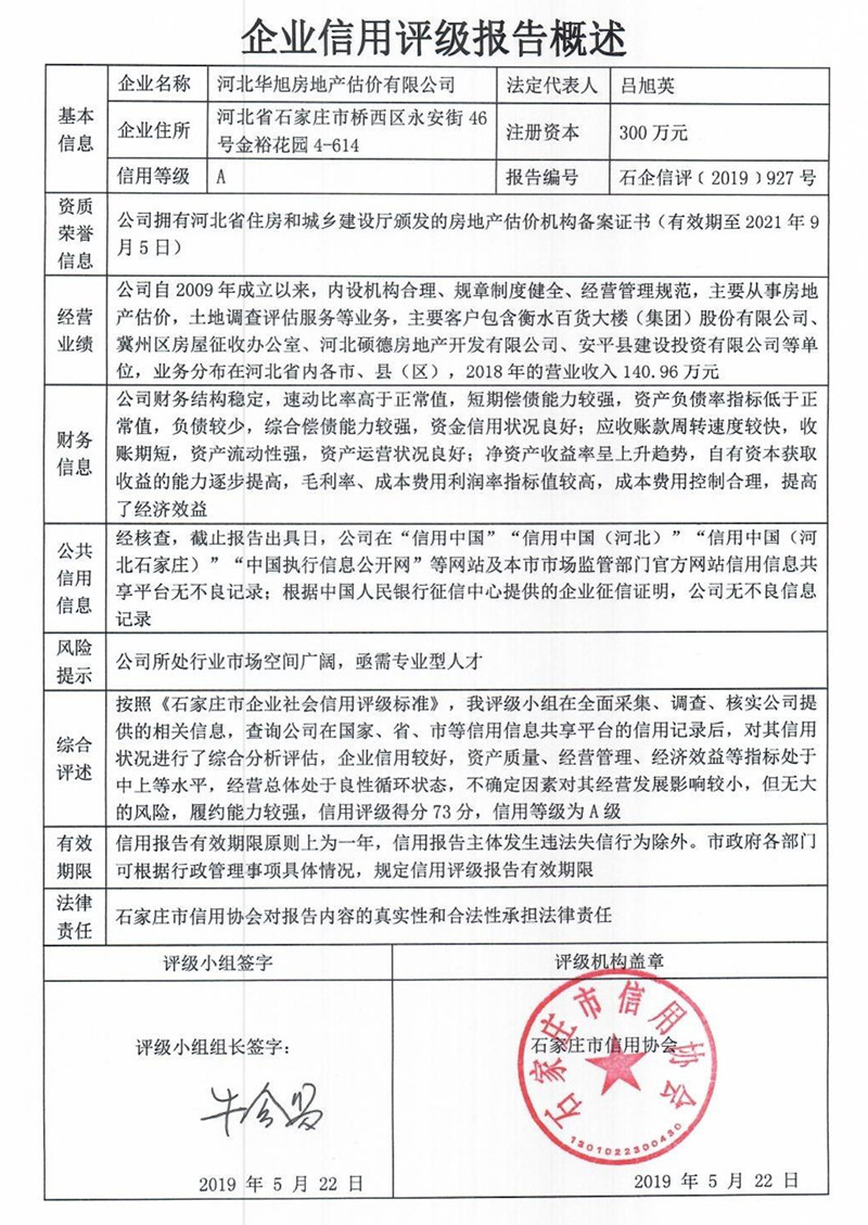 河北华旭房地产估价有限公司