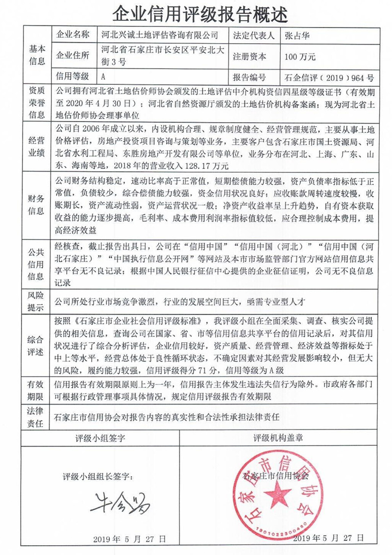 河北兴诚土地评估咨询有限公司