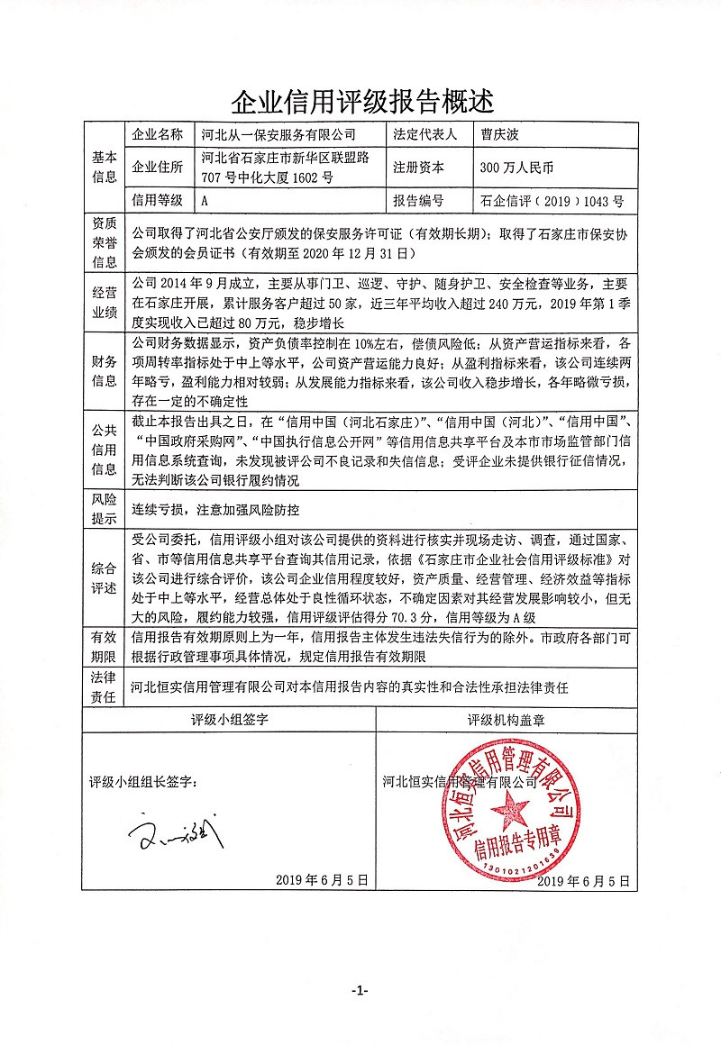 河北从一保安服务有限公司
