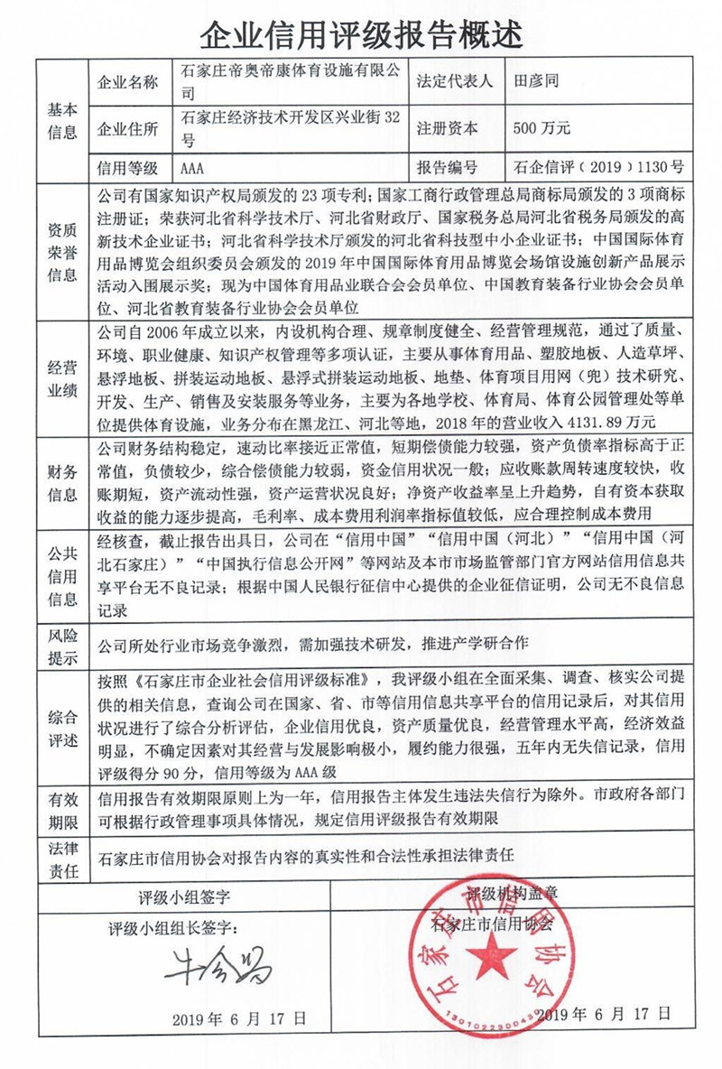 石家庄帝奥帝康体育设施有限公司