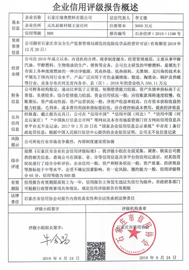 石家庄瑞奥燃料有限公司