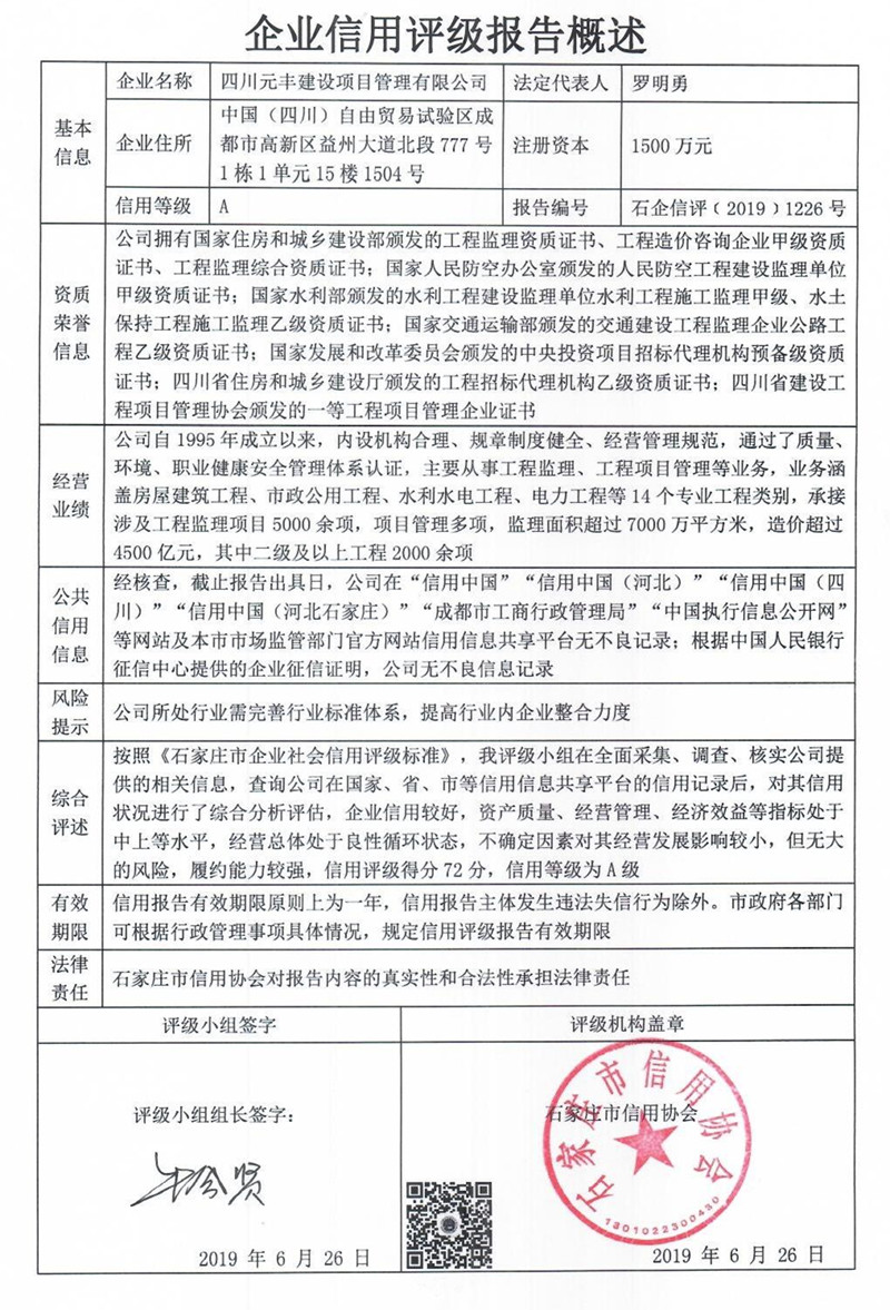 四川元丰建设项目管理有限公司
