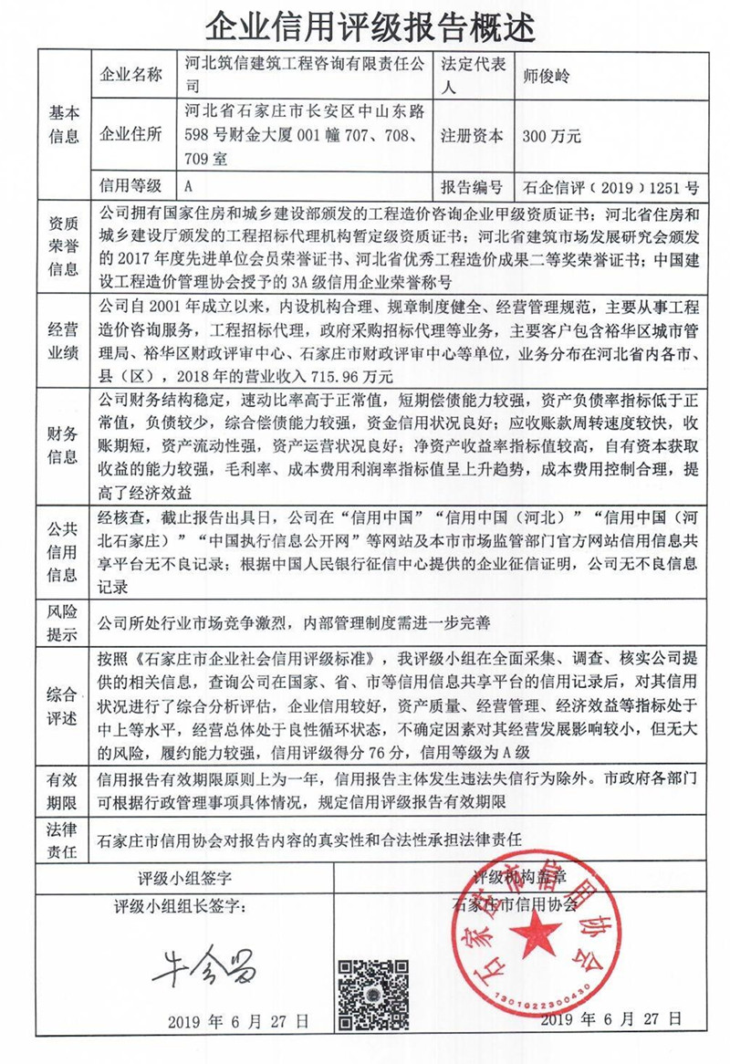 河北筑信建筑工程咨询有限责任公司