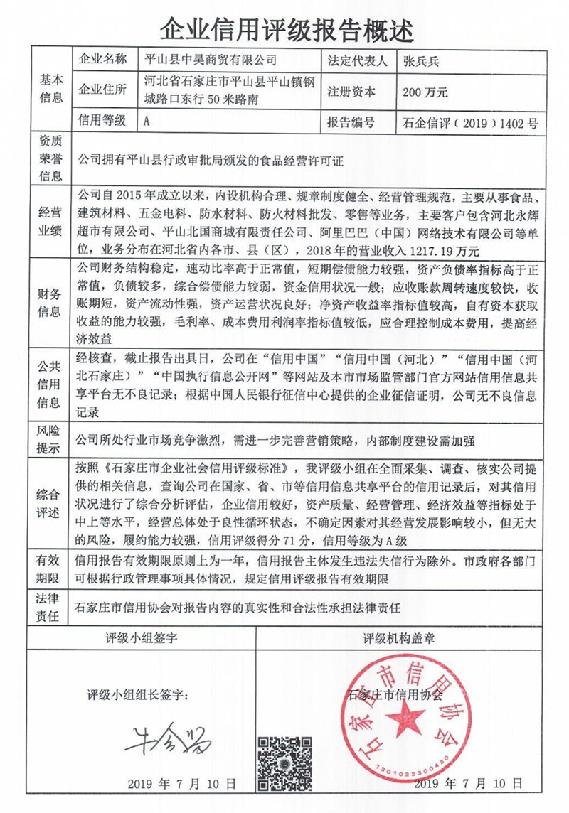 平山县中昊商贸有限公司
