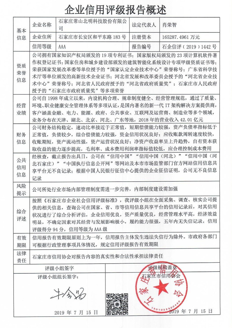 石家庄常山北明科技股份有限公司