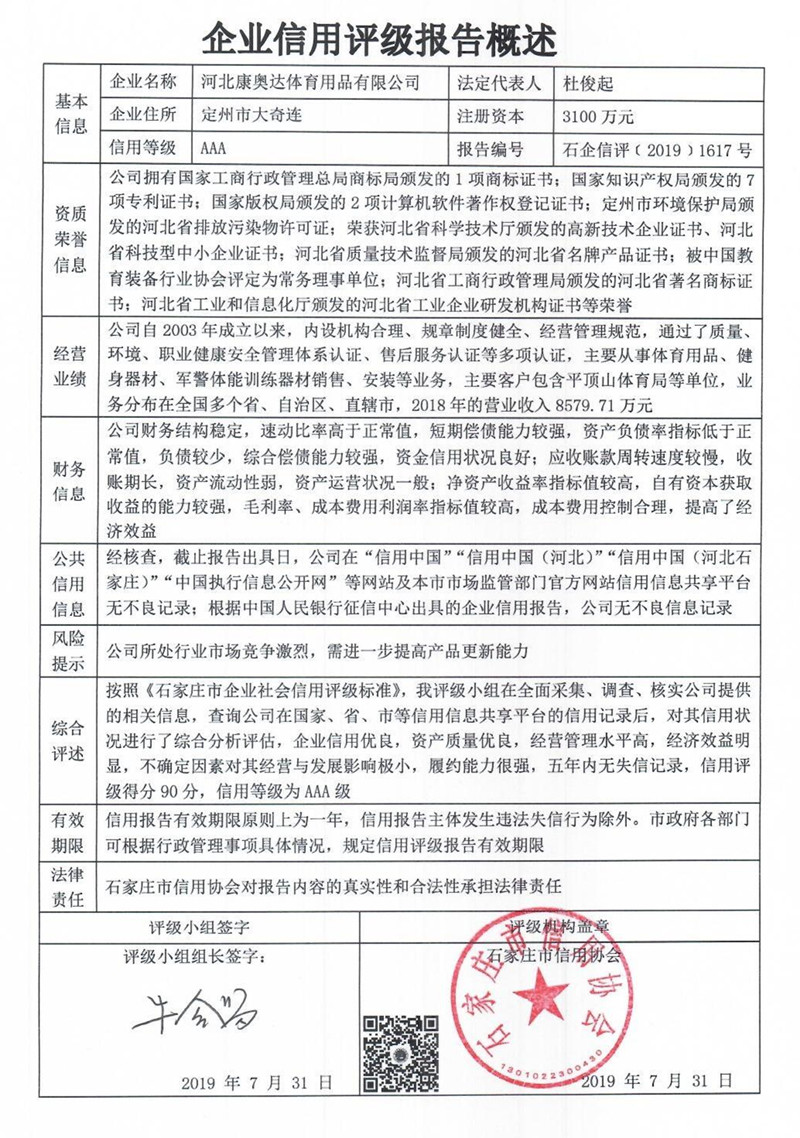 河北康奥达体育用品有限公司