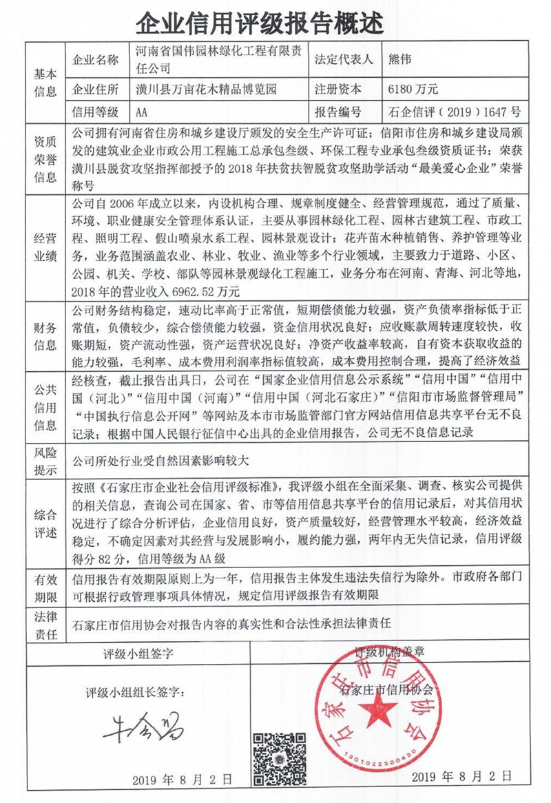 河南省国伟园林绿化工程有限责任公司
