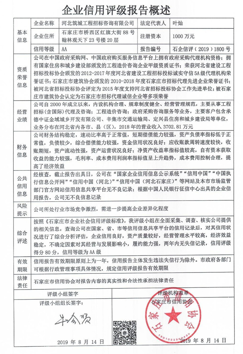 河北筑城工程招标咨询有限公司