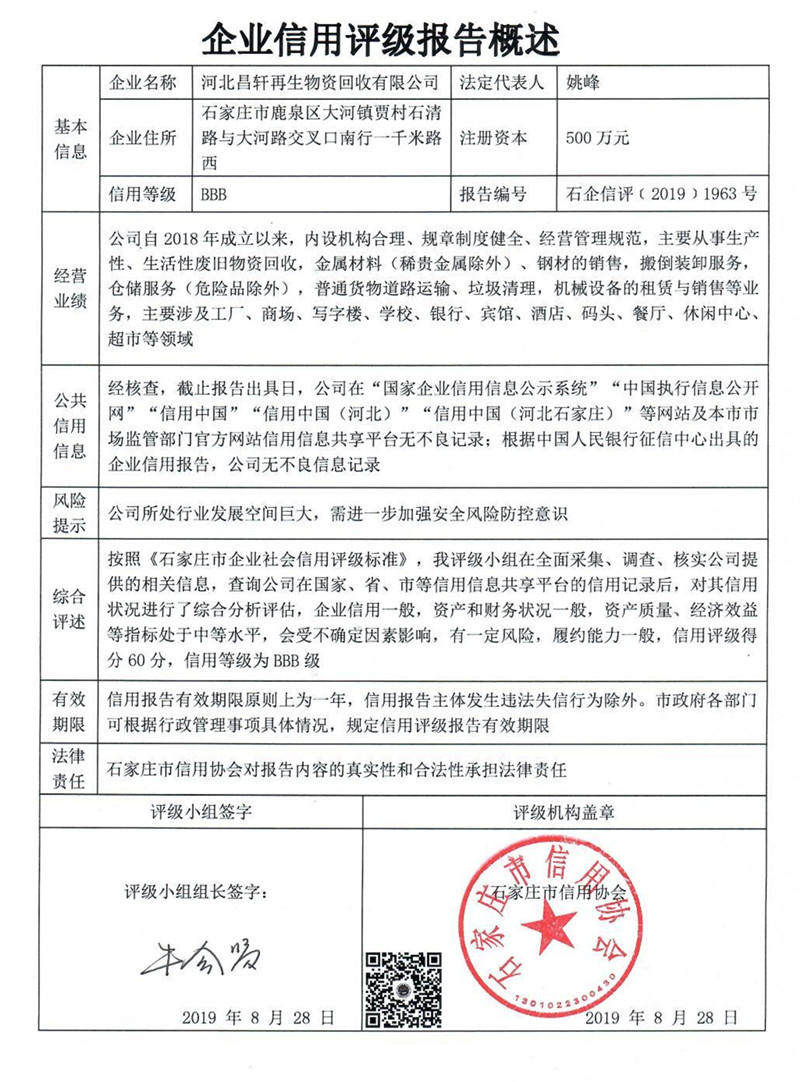 河北昌轩再生物资回收有限公司