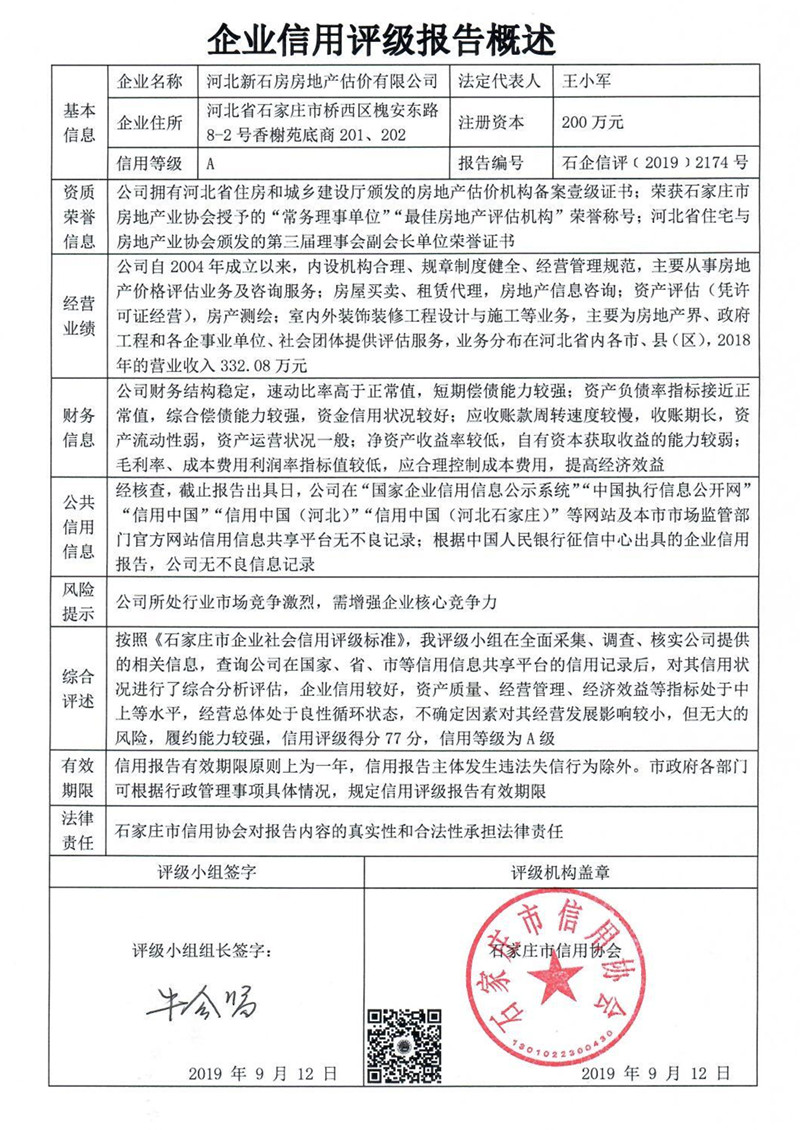 河北新石房房地产估价有限公司
