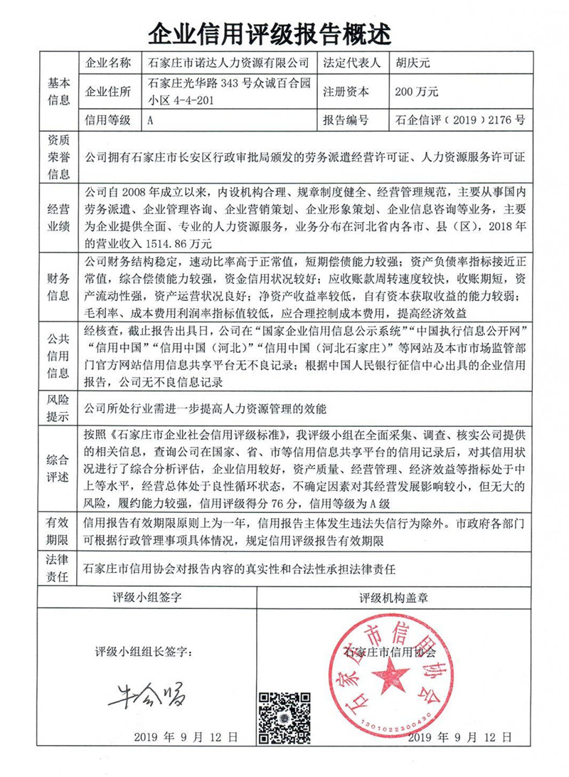 石家庄市诺达人力资源有限公司