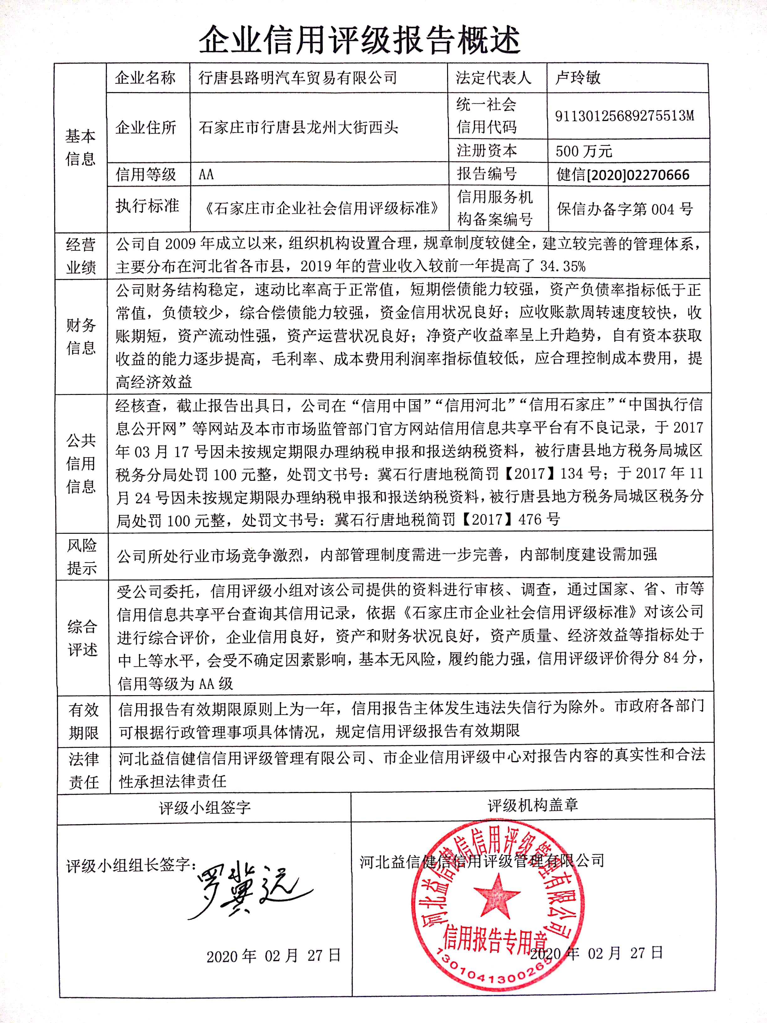 行唐县路明汽车贸易有限公司