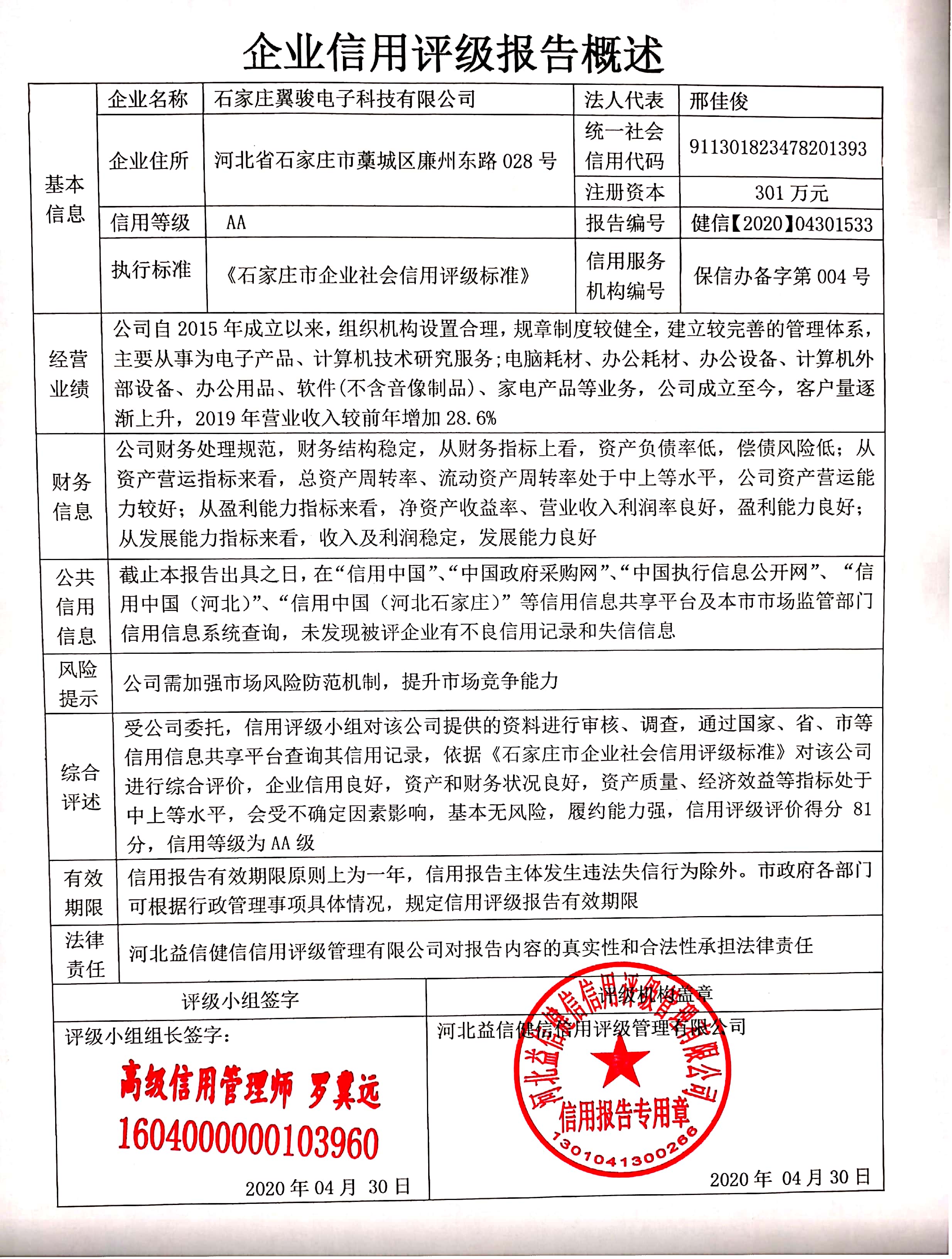 石家庄翼骏电子科技有限公司