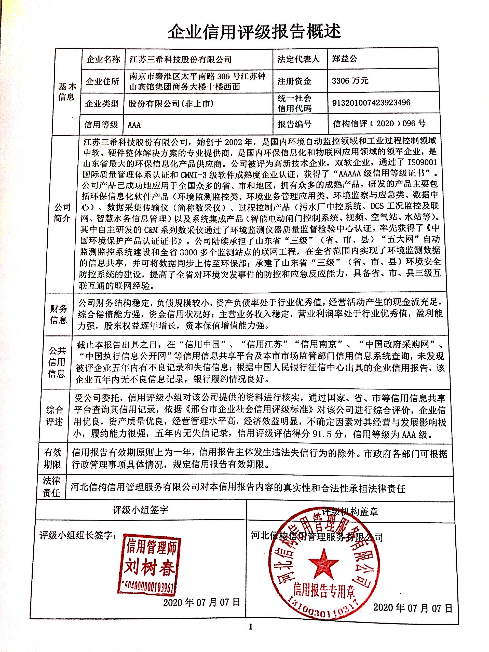 江苏三希科技股份有限公司