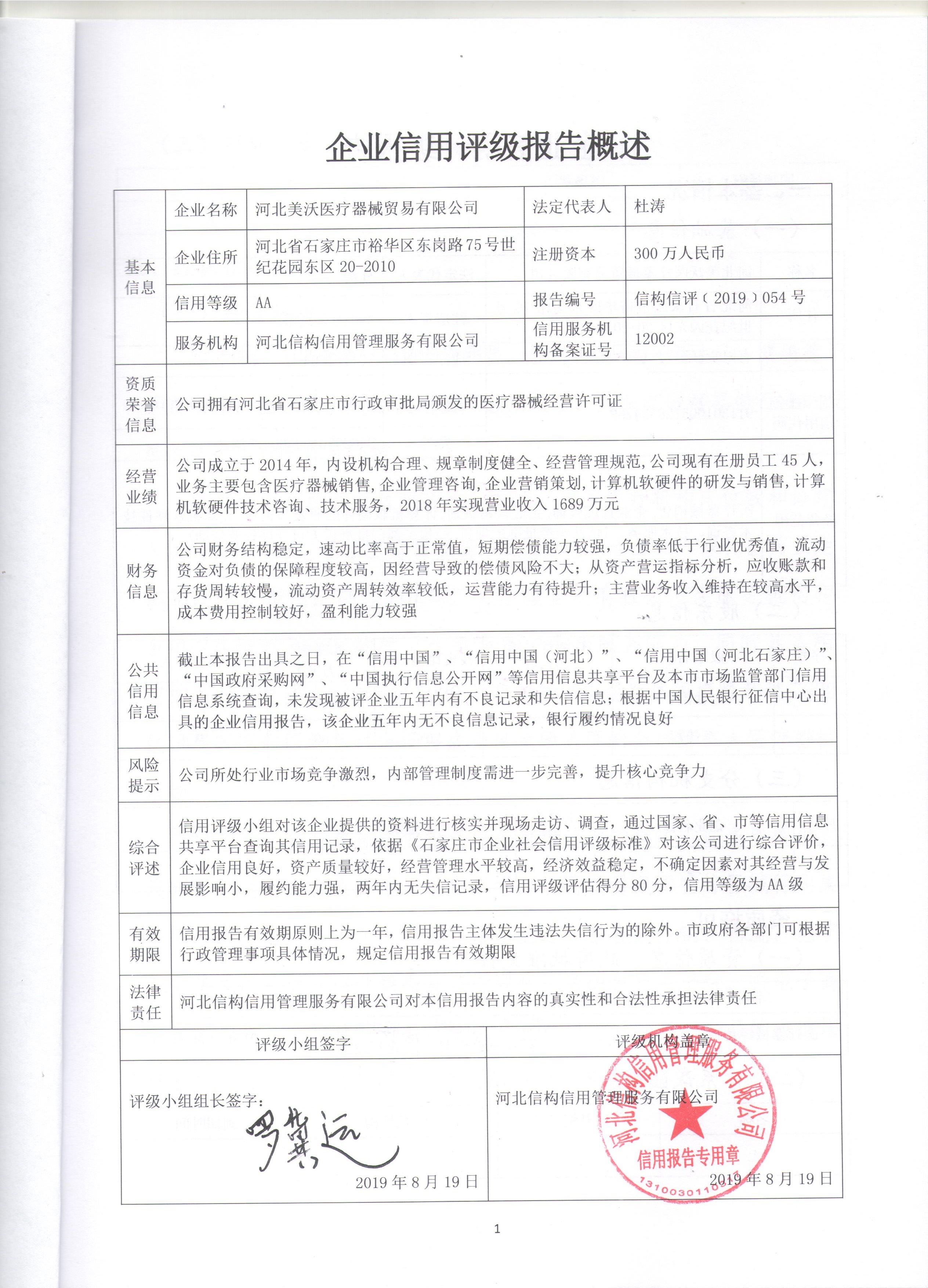 河北美沃医疗器械贸易有限公司